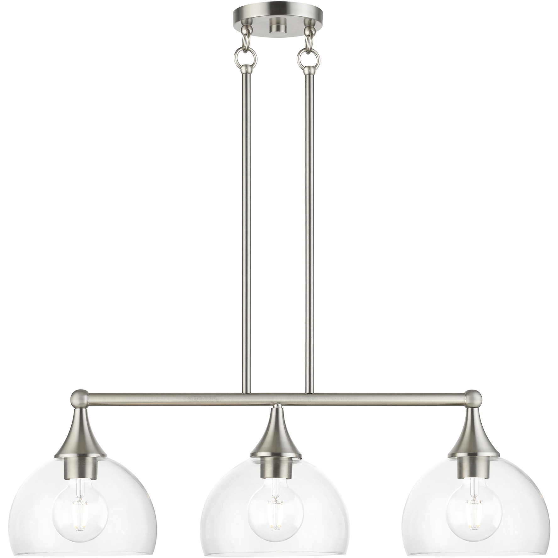 Glendon 3 Light 30 inch Brushed Nickel Linear Chandelier Ceiling Light