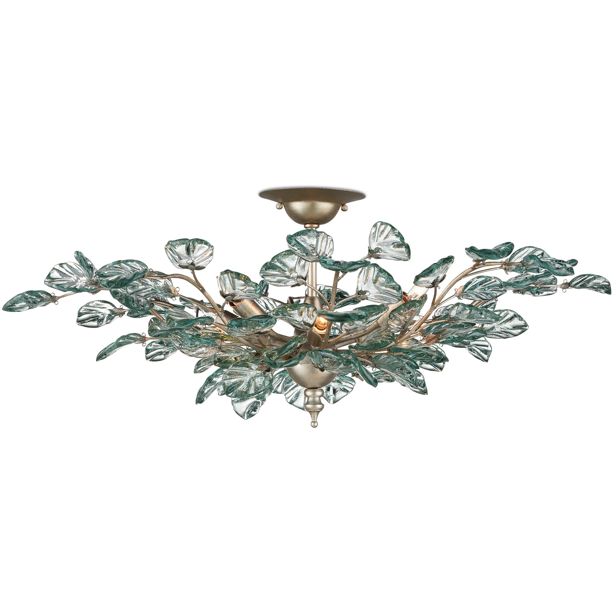 Baobab 8 Light 33.5 inch Contemporary Silver Leaf and Contemporary Silver Semi-Flush Mount Ceiling Light