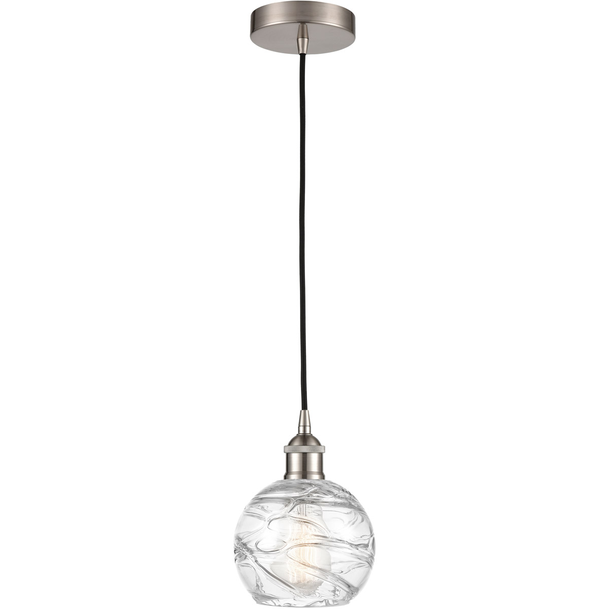Edison Athens Deco Swirl 1 Light 6 inch Brushed Satin Nickel Mini Pendant Ceiling Light