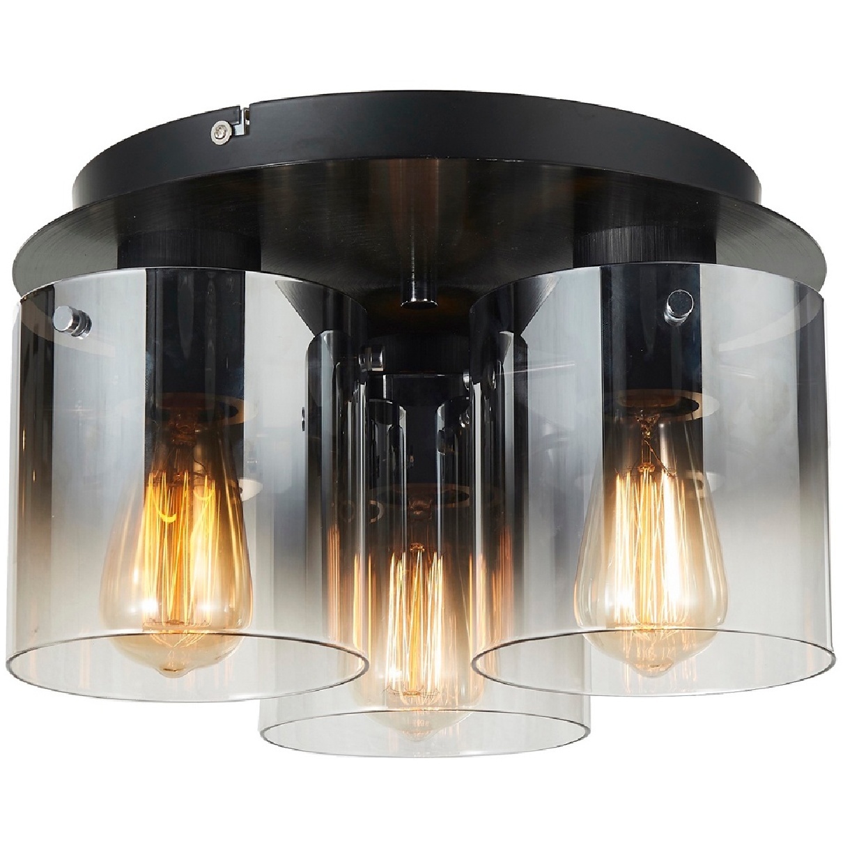 Henley LED 13.5 inch Satin Black and Smoke Glass Flush Mount Ceiling Light