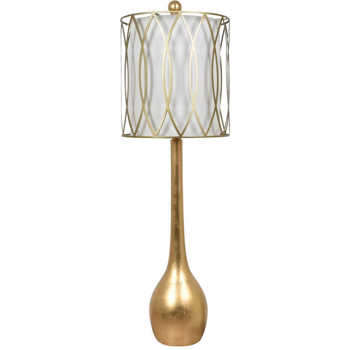 Carrington 39 inch 150 watt Gold Leaf Table Lamp Portable Light