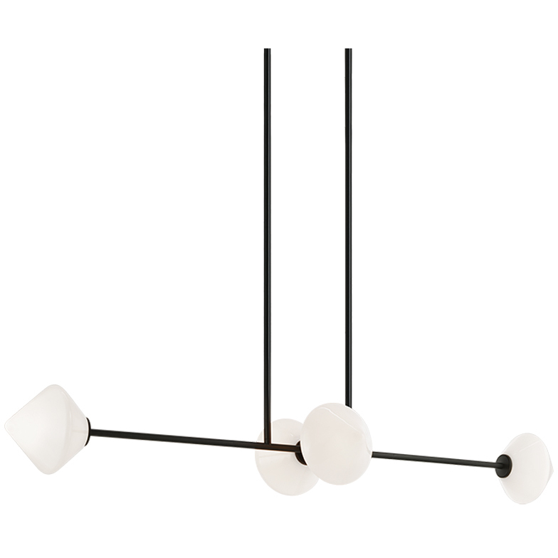 Novo 4 Light 12.75 inch Black Pendant Ceiling Light in Black and Opal Glass