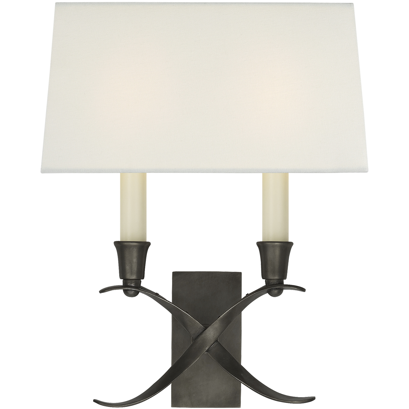 Chapman & Myers Cross Bouillotte 2 Light 11.5 inch Bronze Sconce Wall Light in Linen, Small