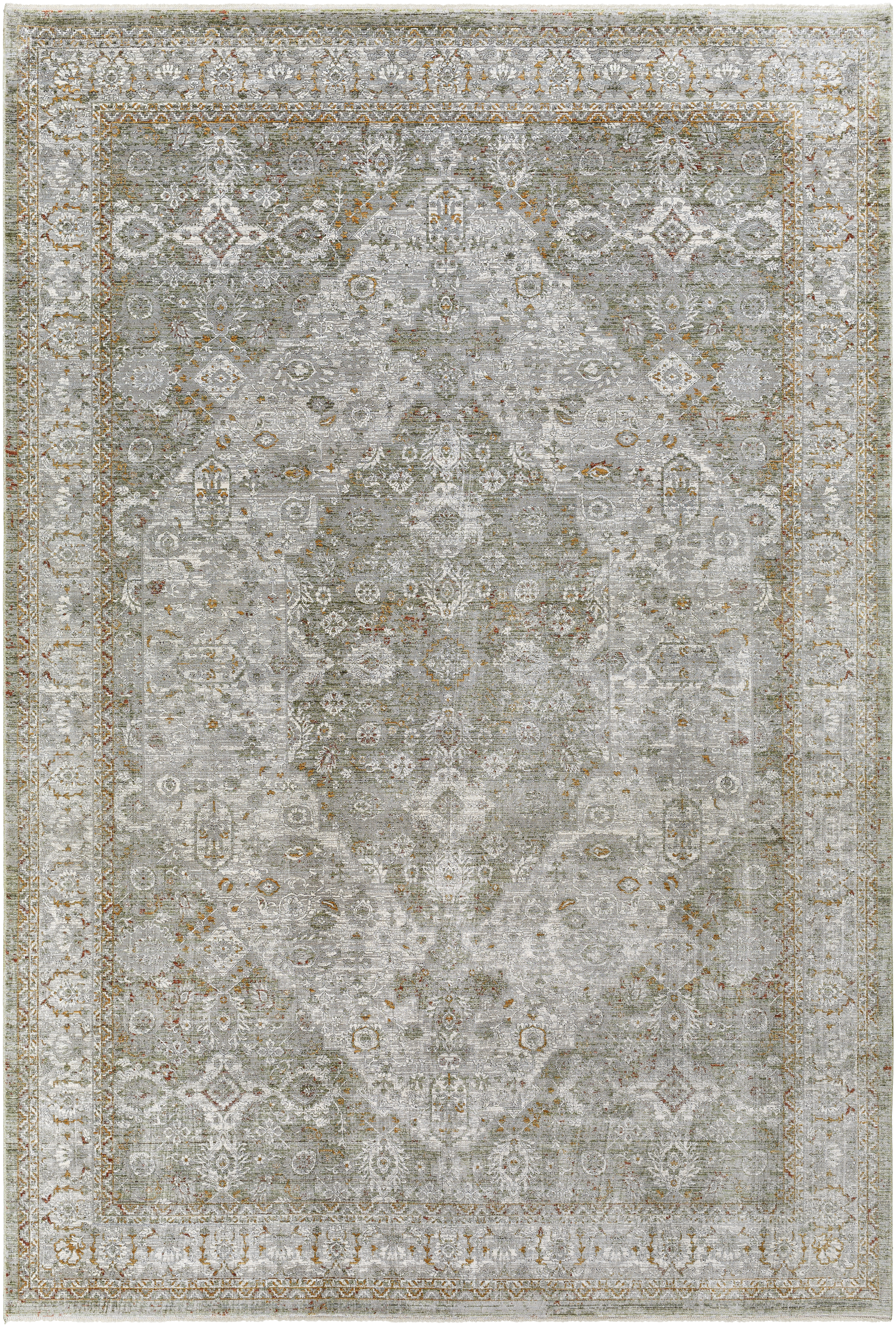 Isfahan 60 X 38 inch Olive Rug, Rectangle