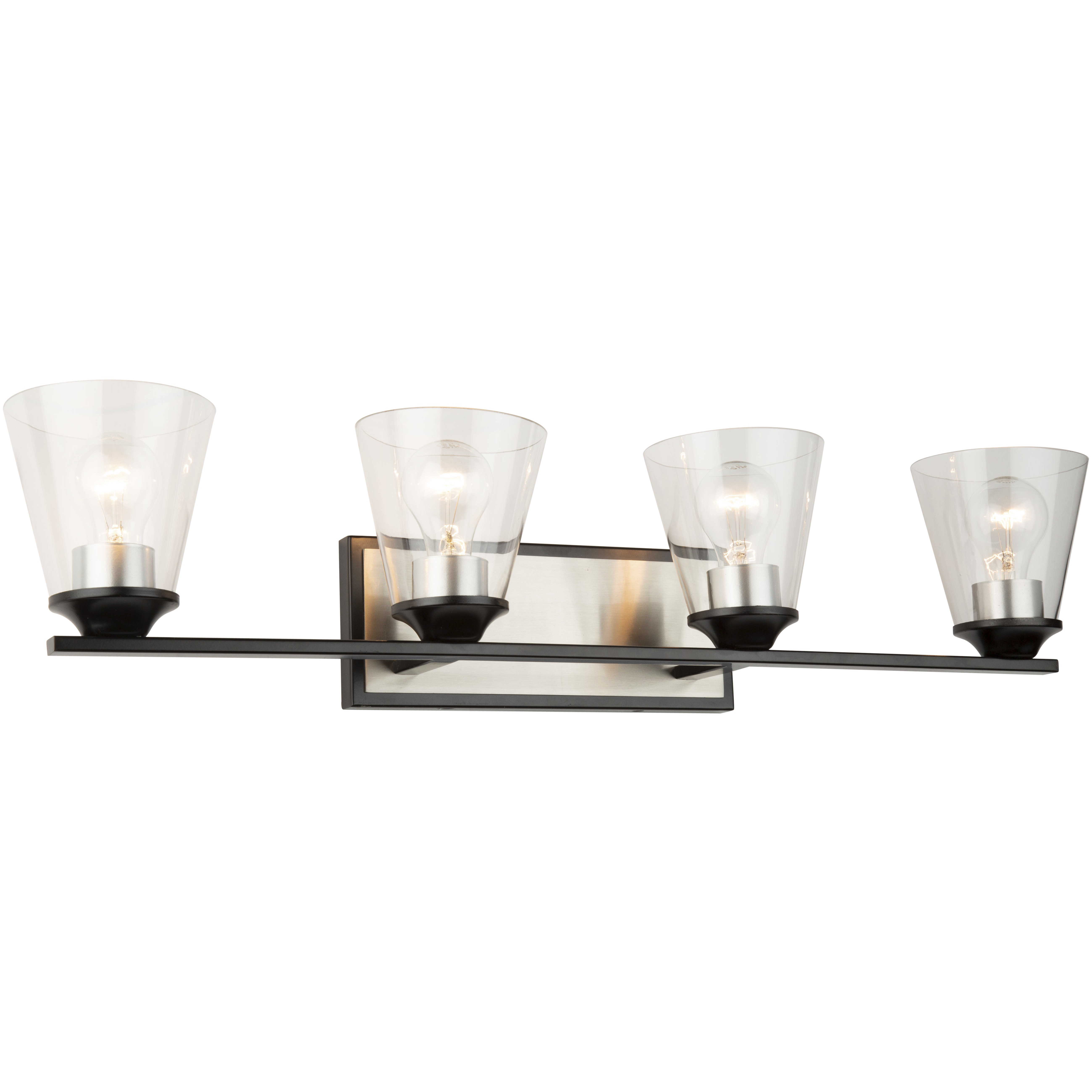 Wheaton 4 Light 31.25 inch Black and Brushed Nickel Vanity Light Wall Light