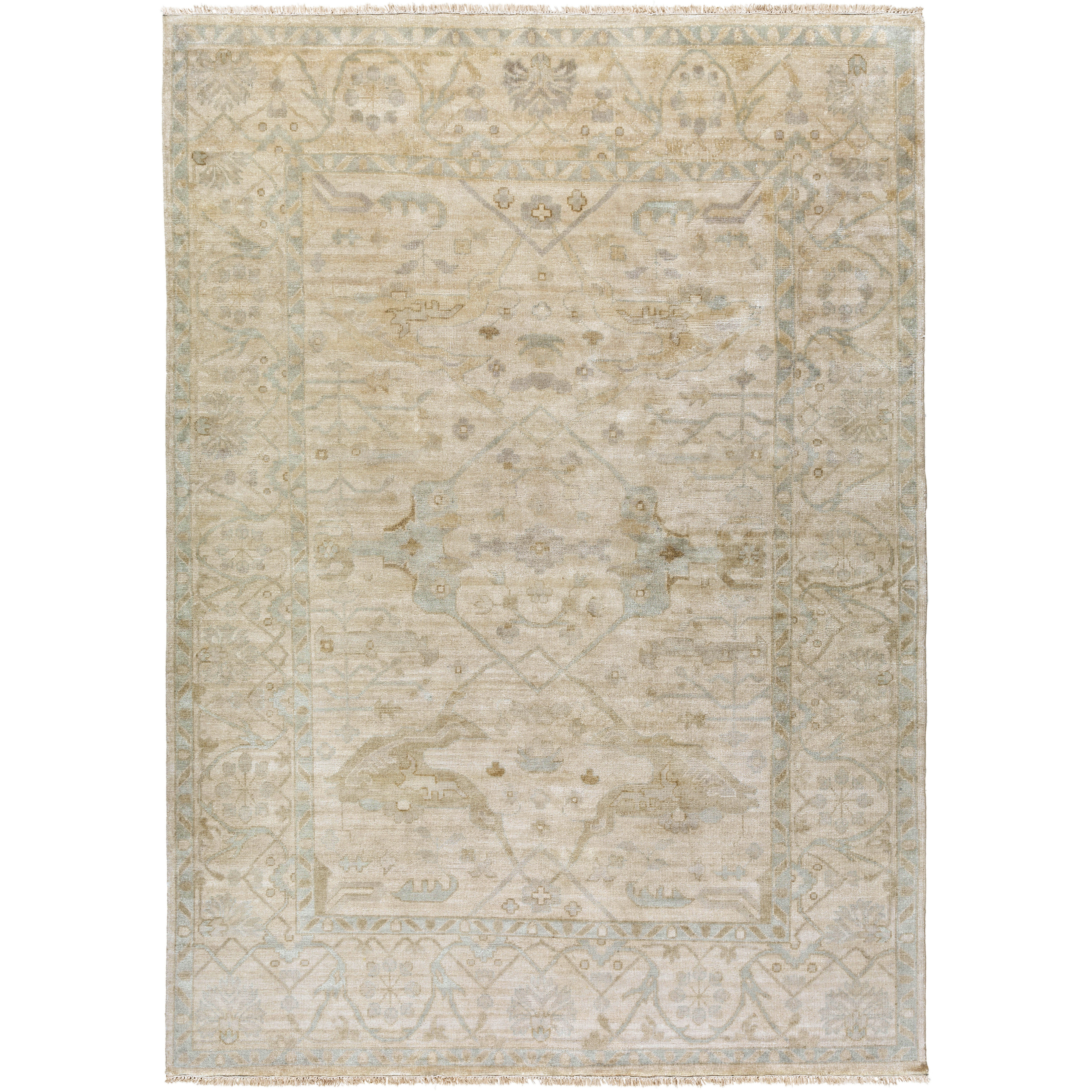 Antique 132 X 96 inch Light Sage Rug in 8 x 11, Rectangle