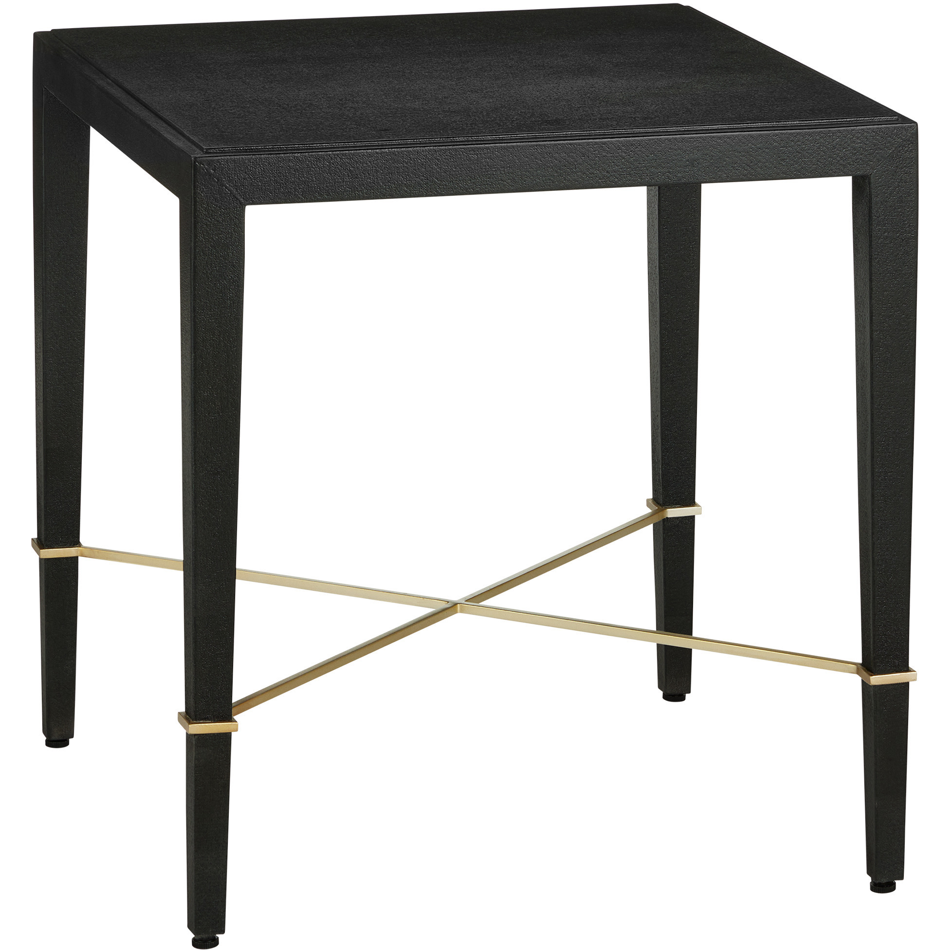 Verona 24 X 22 inch Black Lacquered Linen and Champagne End Table