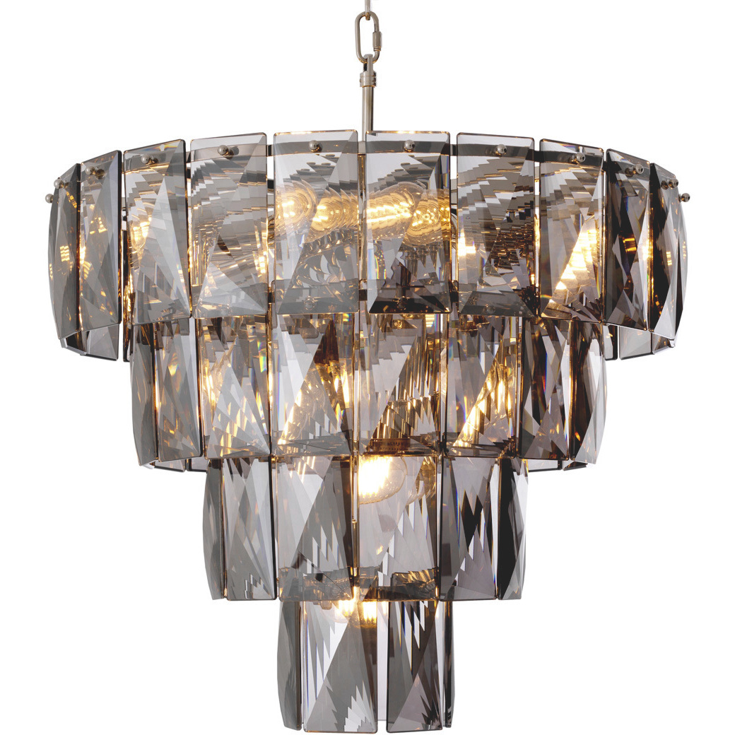 Amazone 14 Light 23.62 inch Nickel and Smoke Crystal Glass Chandelier Ceiling Light, Small