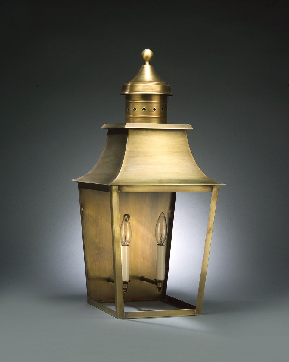 Sharon 2 Light 26 inch Verdi Gris Outdoor Wall Lantern in Clear Seedy Glass, No Chimney, Candelabra