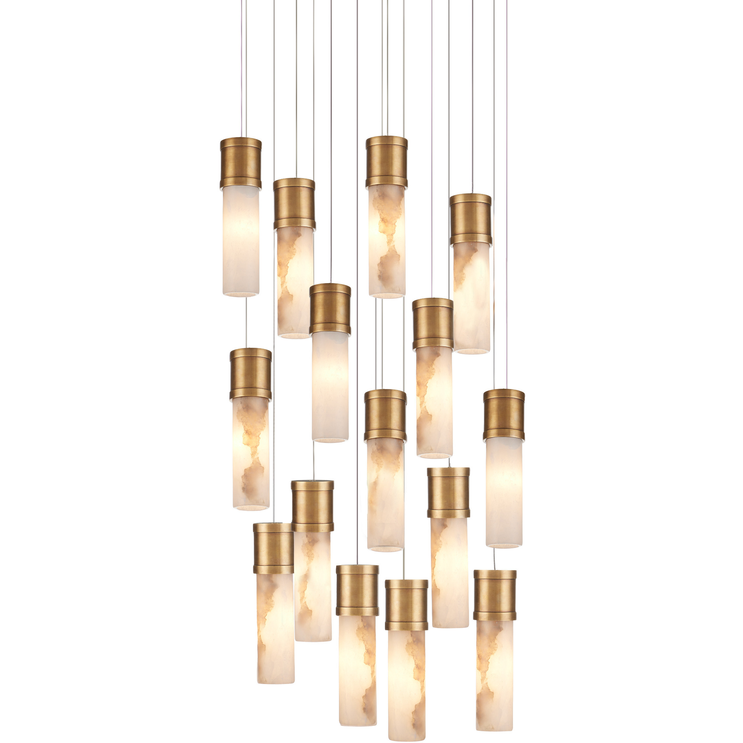 Cannula 15 Light 21 inch Vintage Brass Multi-Drop Pendant Ceiling Light