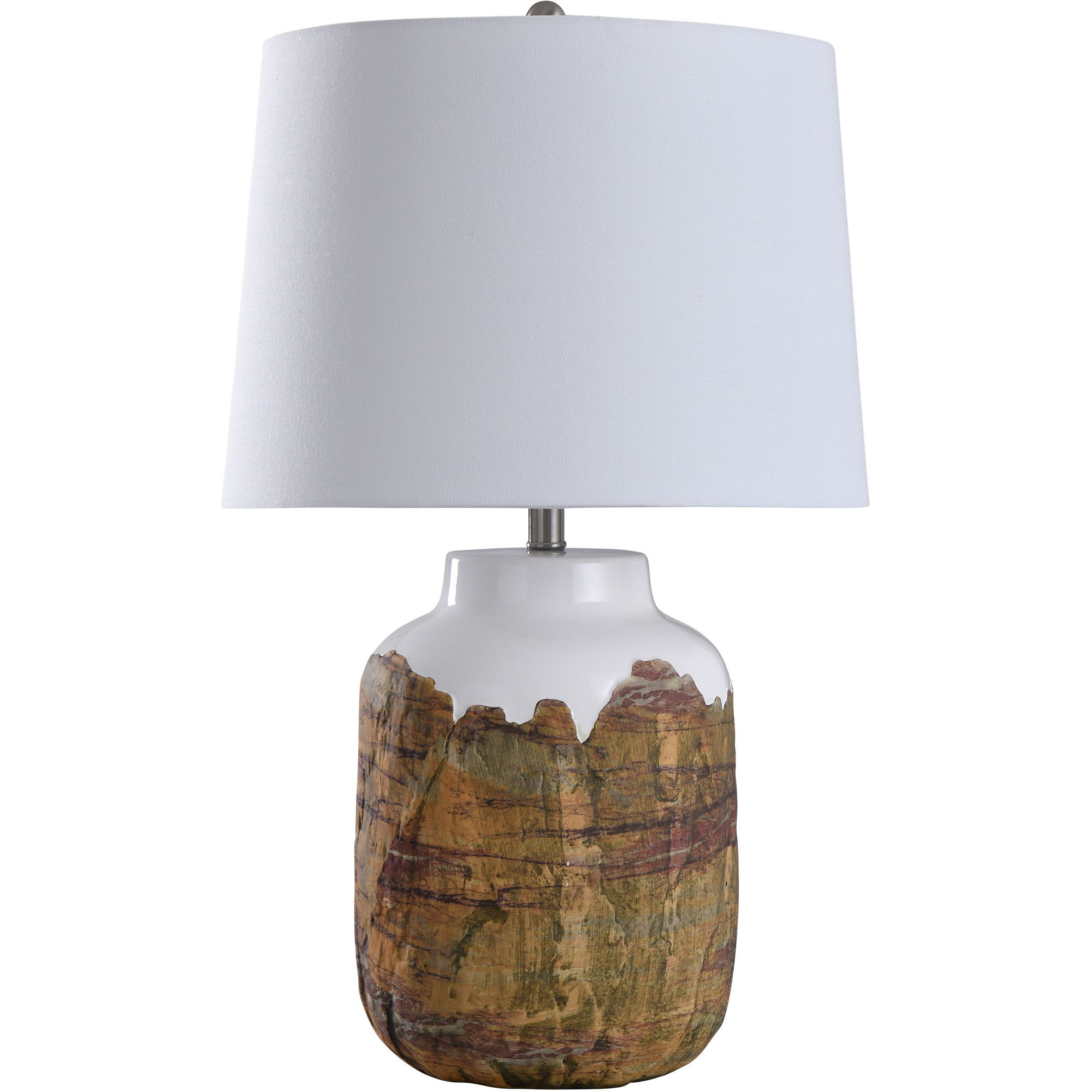 Canyon 29 inch 150 watt Rustic Earthtone Textured Ceramic and White Table Lamp Portable Light