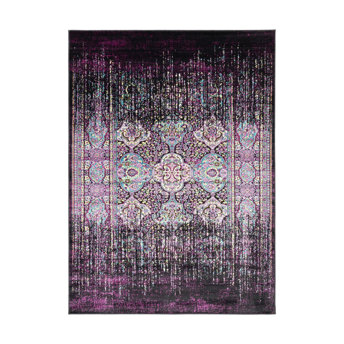 Mumbai 67 X 47 inch Dark Purple/Bright Pink/Aqua/Sky Blue/Lime Rugs, Rectangle
