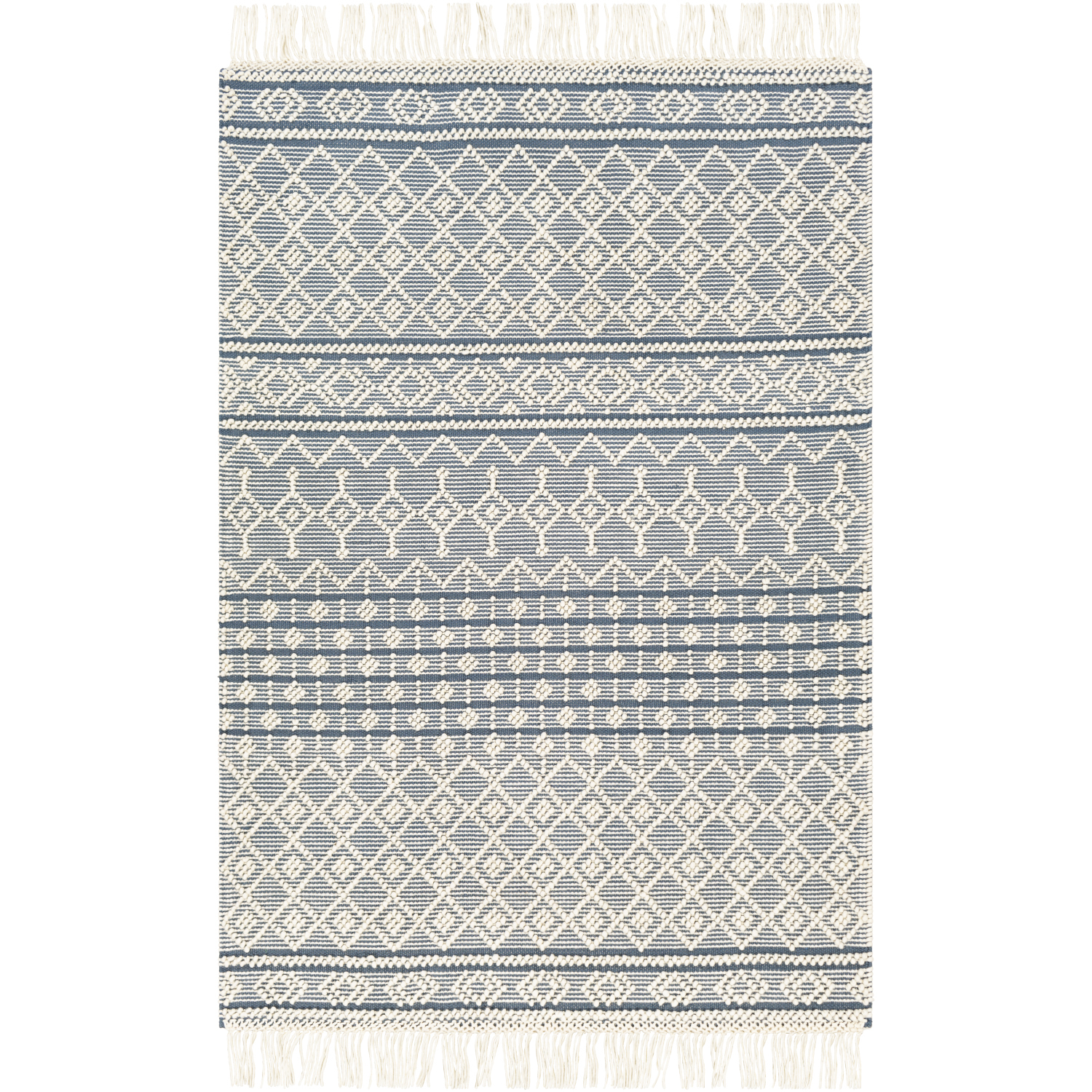 Farmhouse Tassels 36 X 24 inch Blue Rug in 2 x 3, Rectangle