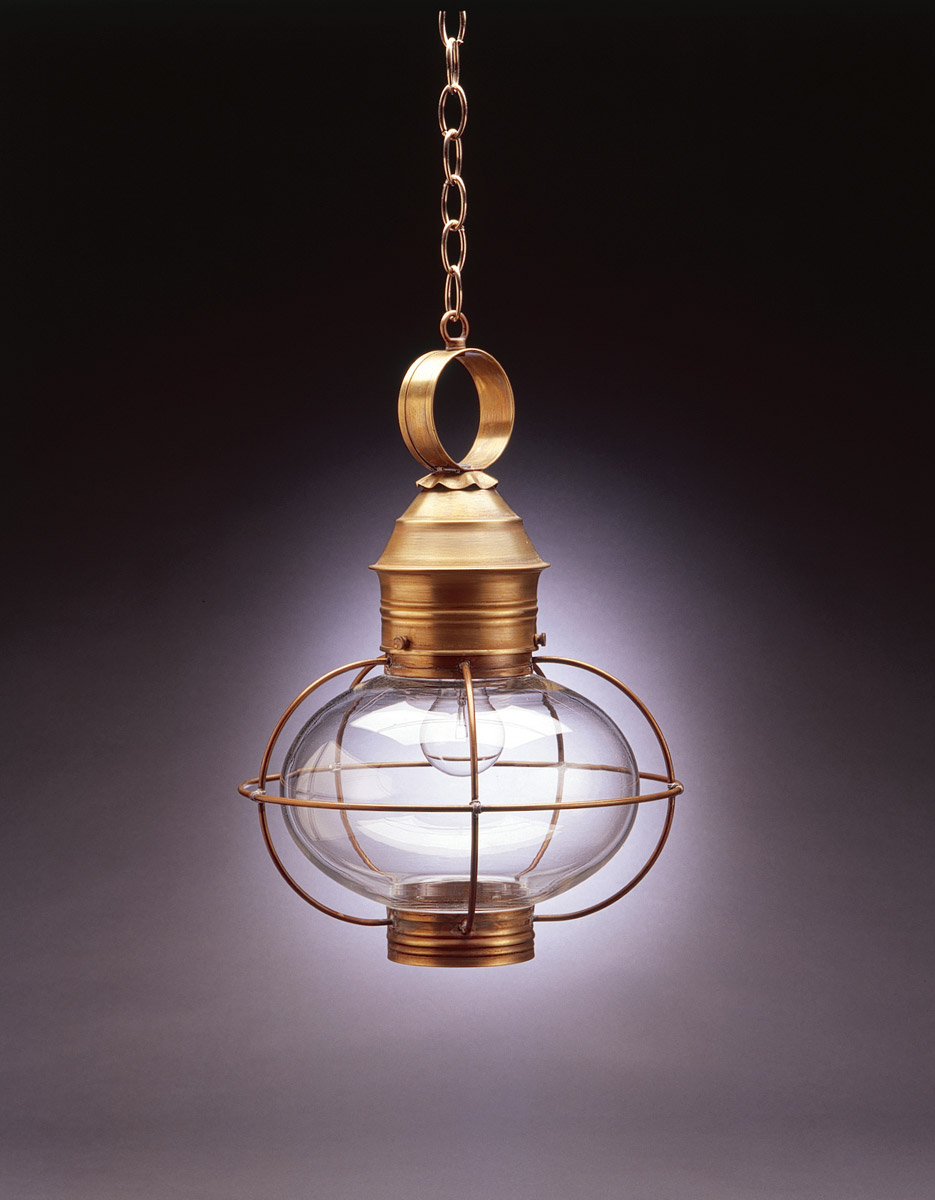 Onion 2 Light 12 inch Antique Copper Hanging Lantern Ceiling Light in Clear Glass, Candelabra