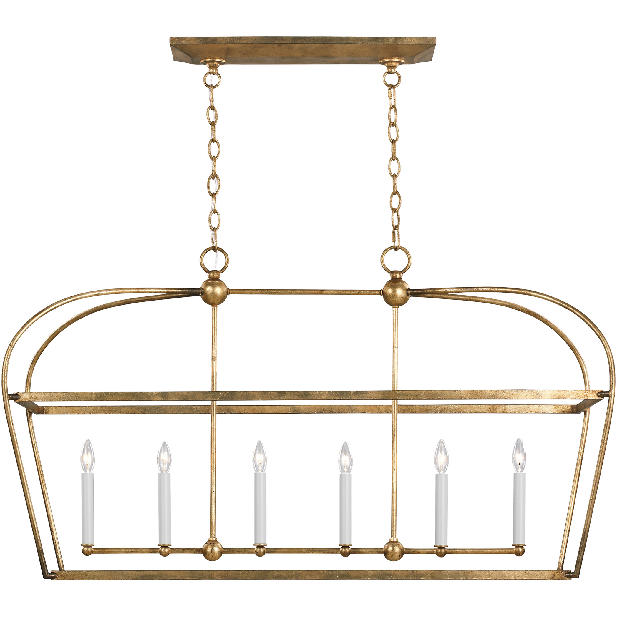 C&M by Chapman & Myers Stonington 6 Light 49.13 inch Antique Gild Linear Lantern Ceiling Light