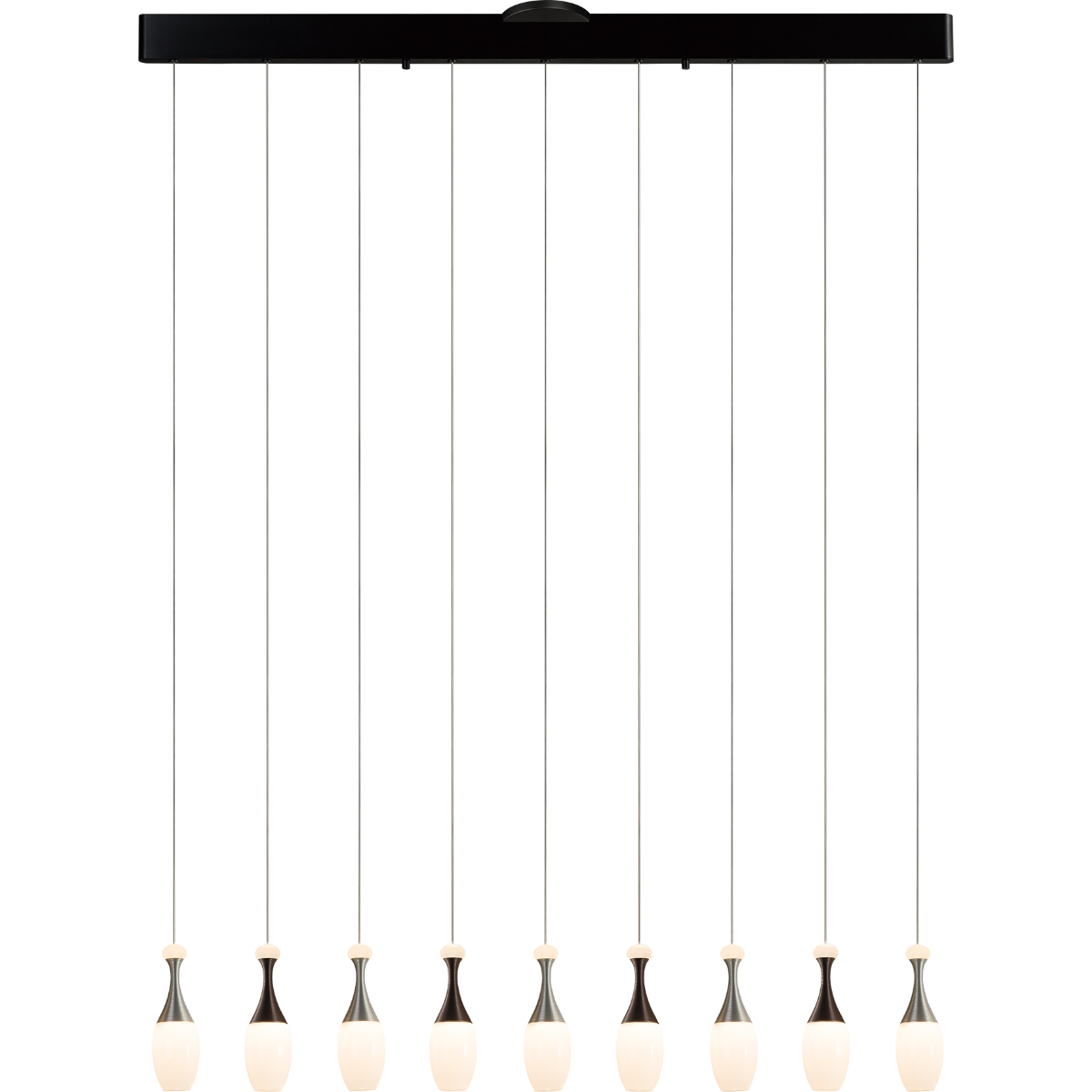 La Botella 9 Light 5 inch Deep Taupe / Brushed Aluminum Multi Pendant Ceiling Light