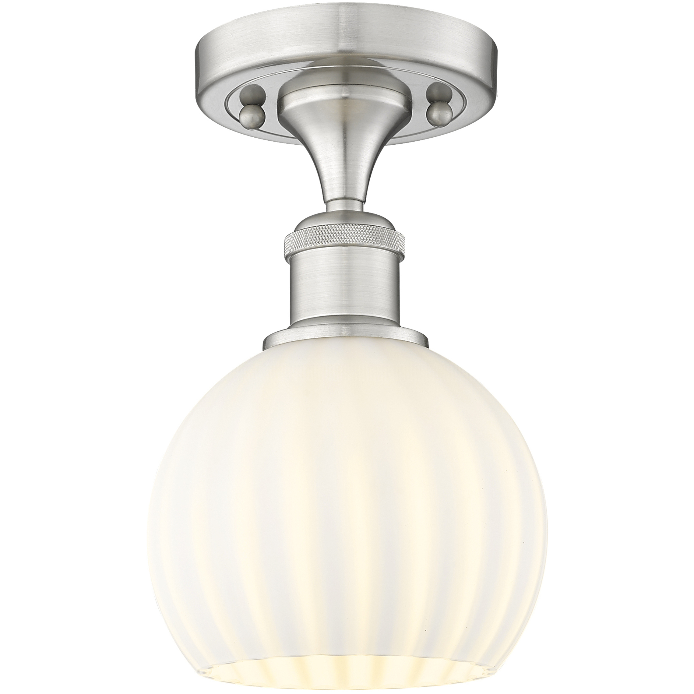 Ballston White Venetian 1 Light 6 inch Brushed Satin Nickel Semi-Flush Mount Ceiling Light