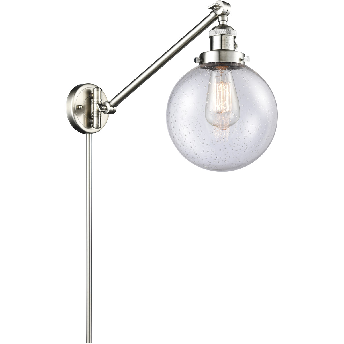 Large Beacon 21 inch 60.00 watt Satin Nickel Swing Arm Wall Light, Franklin Restoration