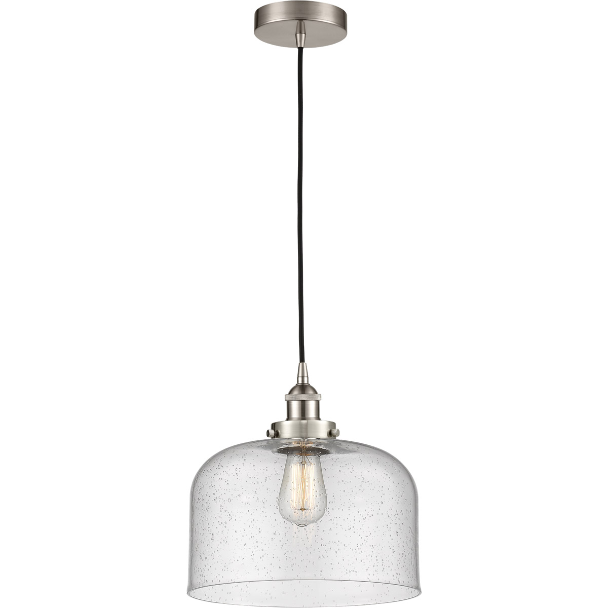 Edison Bell 1 Light 12 inch Brushed Satin Nickel Mini Pendant Ceiling Light