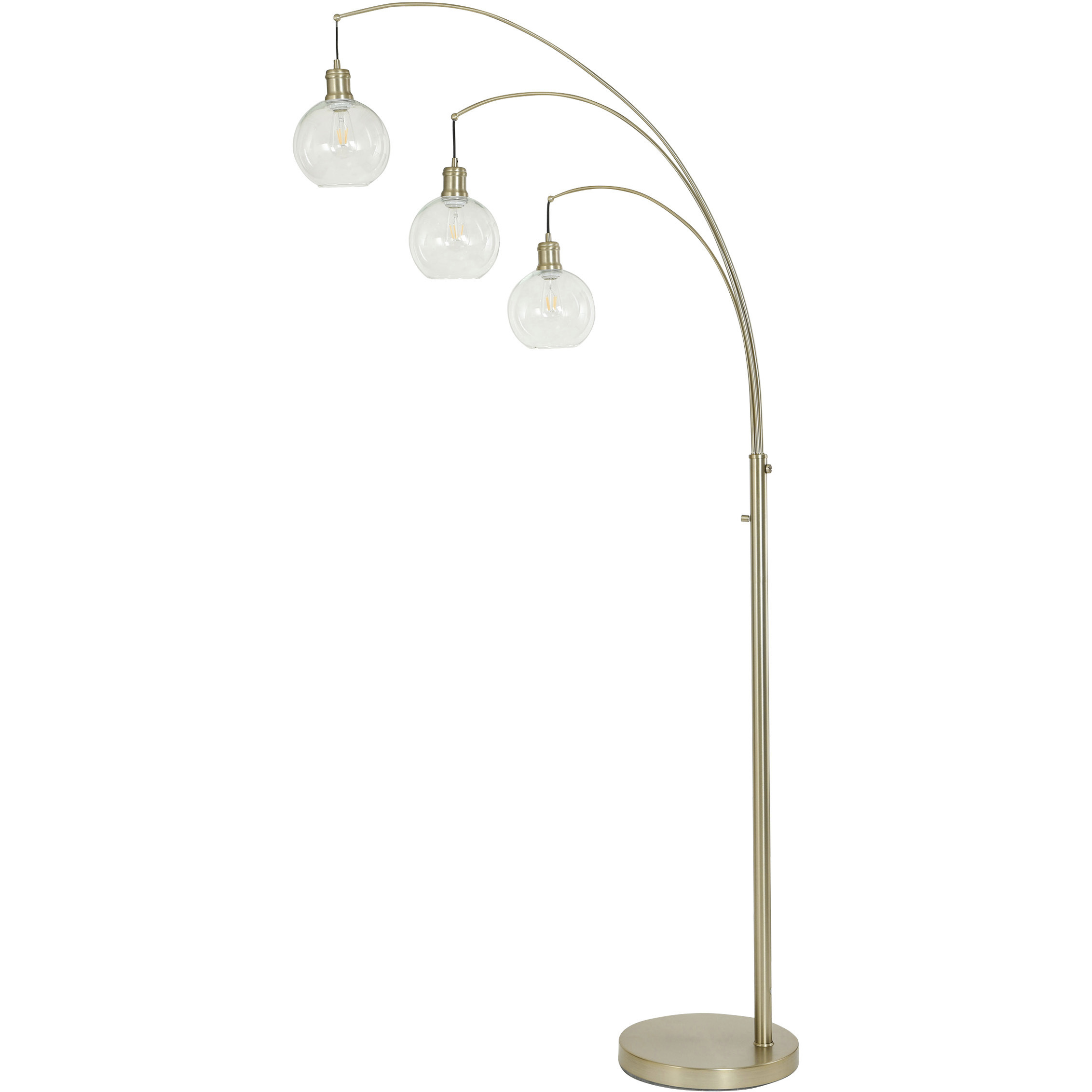 Lumi&egrave;re 91 inch 25 watt Warm Brushed Steel and Clear Floor Lamp Portable Light