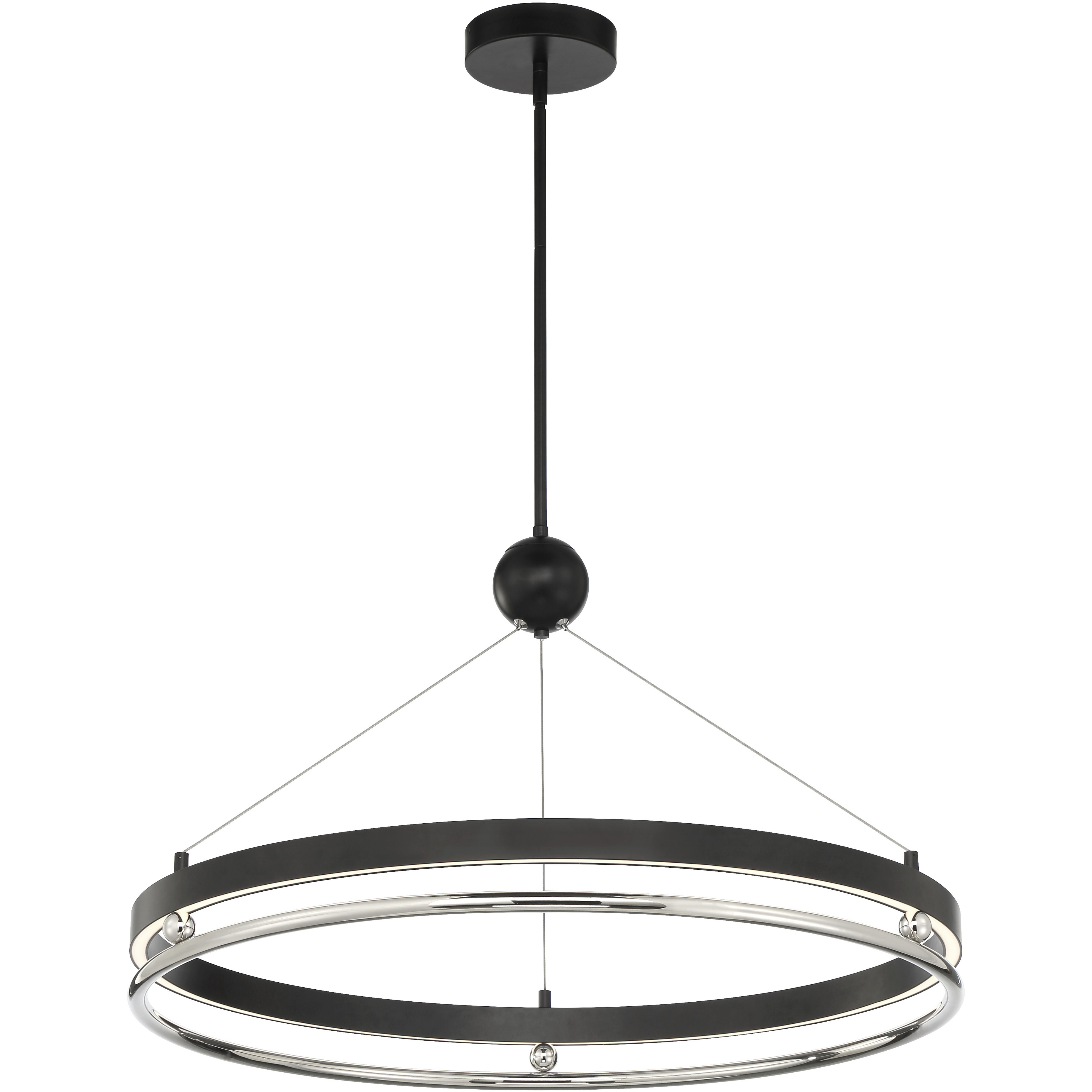Grande Illusion LED 33.25 inch Coal with Polished Nickel Pendant Ceiling Light