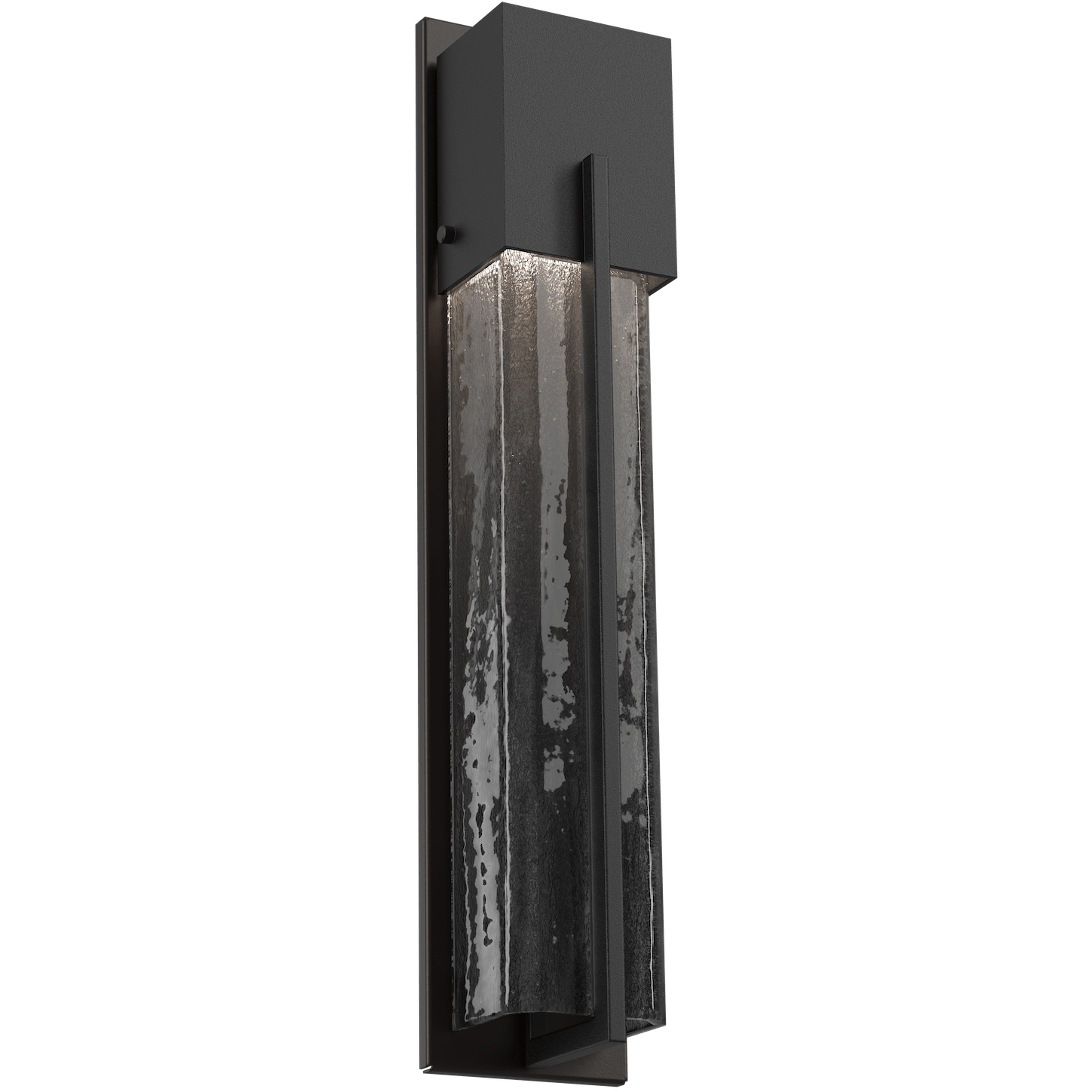 Outdoor Square Motif LED 23 inch Textured Black Outdoor Sconce in 3000K LED, Smoke Granite, Tall Square