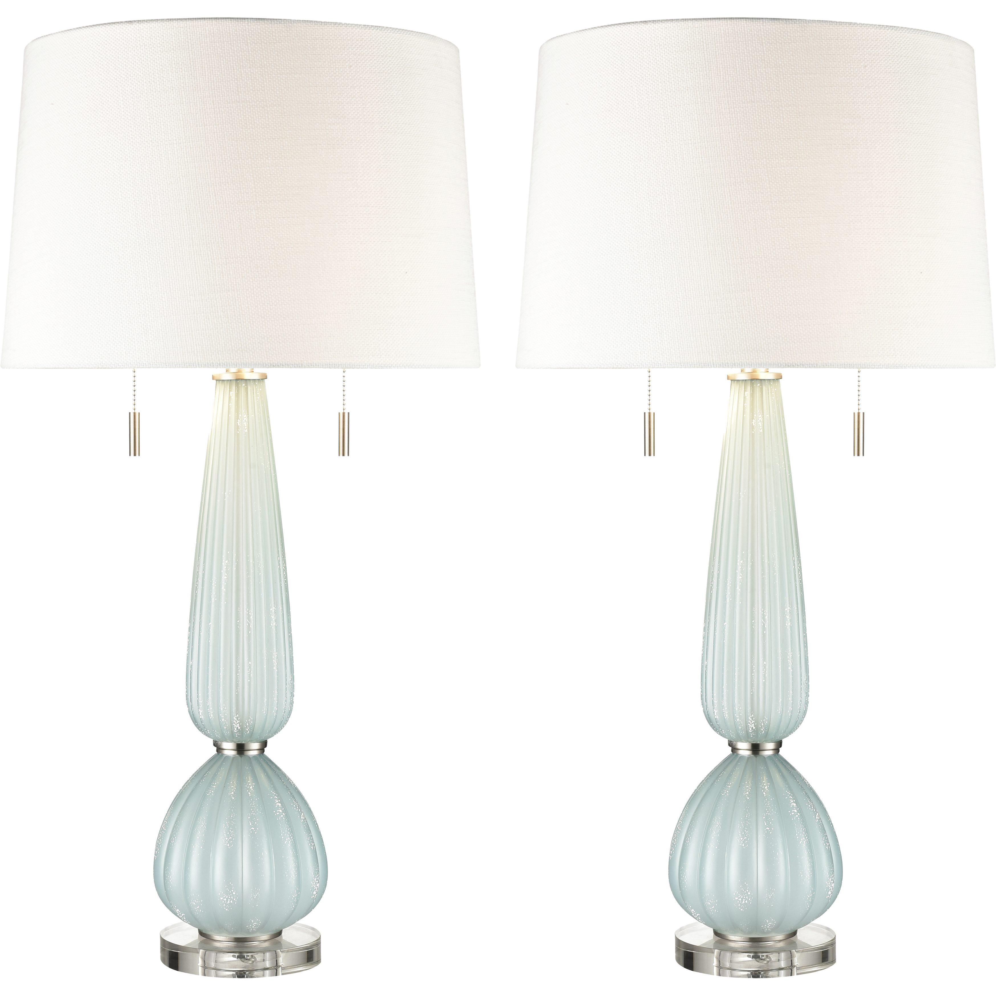 Mariani 34 inch 60 watt Light Blue with Clear Table Lamp Portable Light, Set of 2