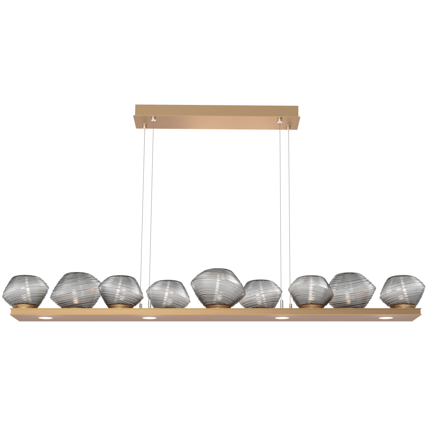 Mesa LED Novel Brass Linear Pendant Ceiling Light in 3000K LED, Smoke