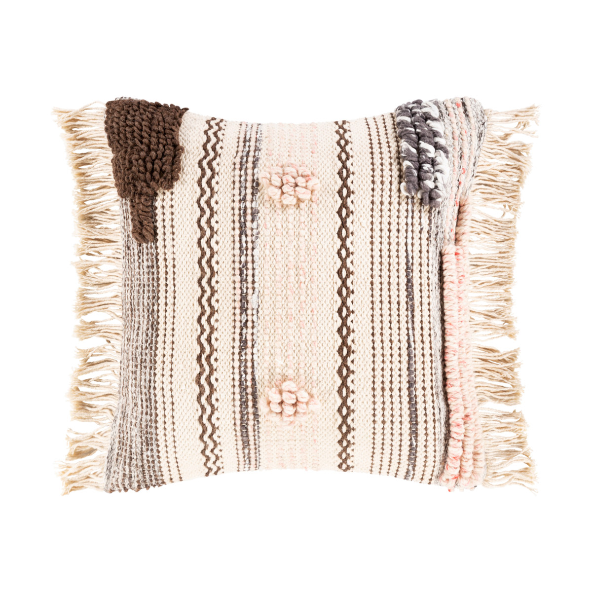 Lovisa 20 X 20 inch Beige/Pale Pink/Dark Brown/Medium Gray Pillow Kit, Square