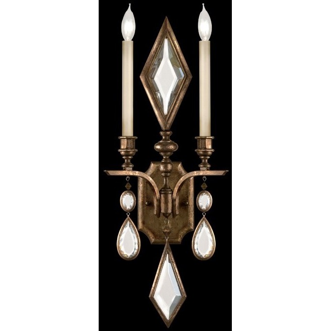 Encased Gems Sconce Wall Light in Bronze, Clear Crystal