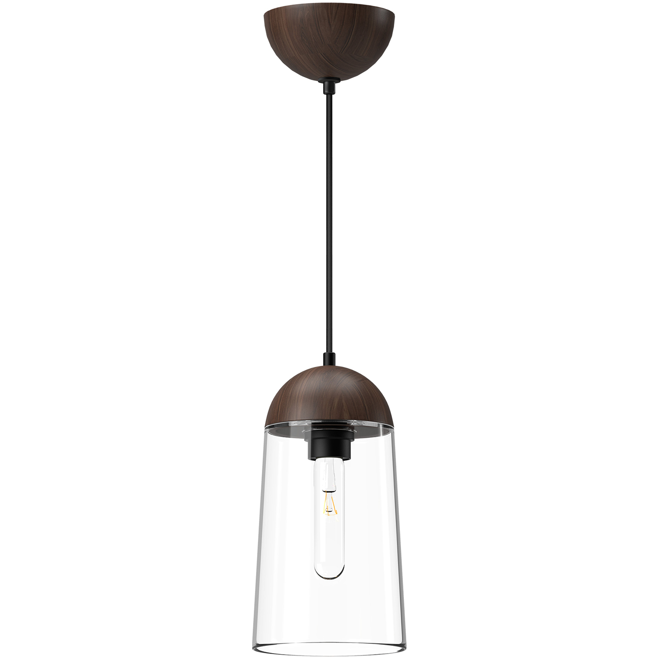 Alora Mood Emil 1 Light 6 inch Matte Black Pendant Ceiling Light in Matte Black and Walnut