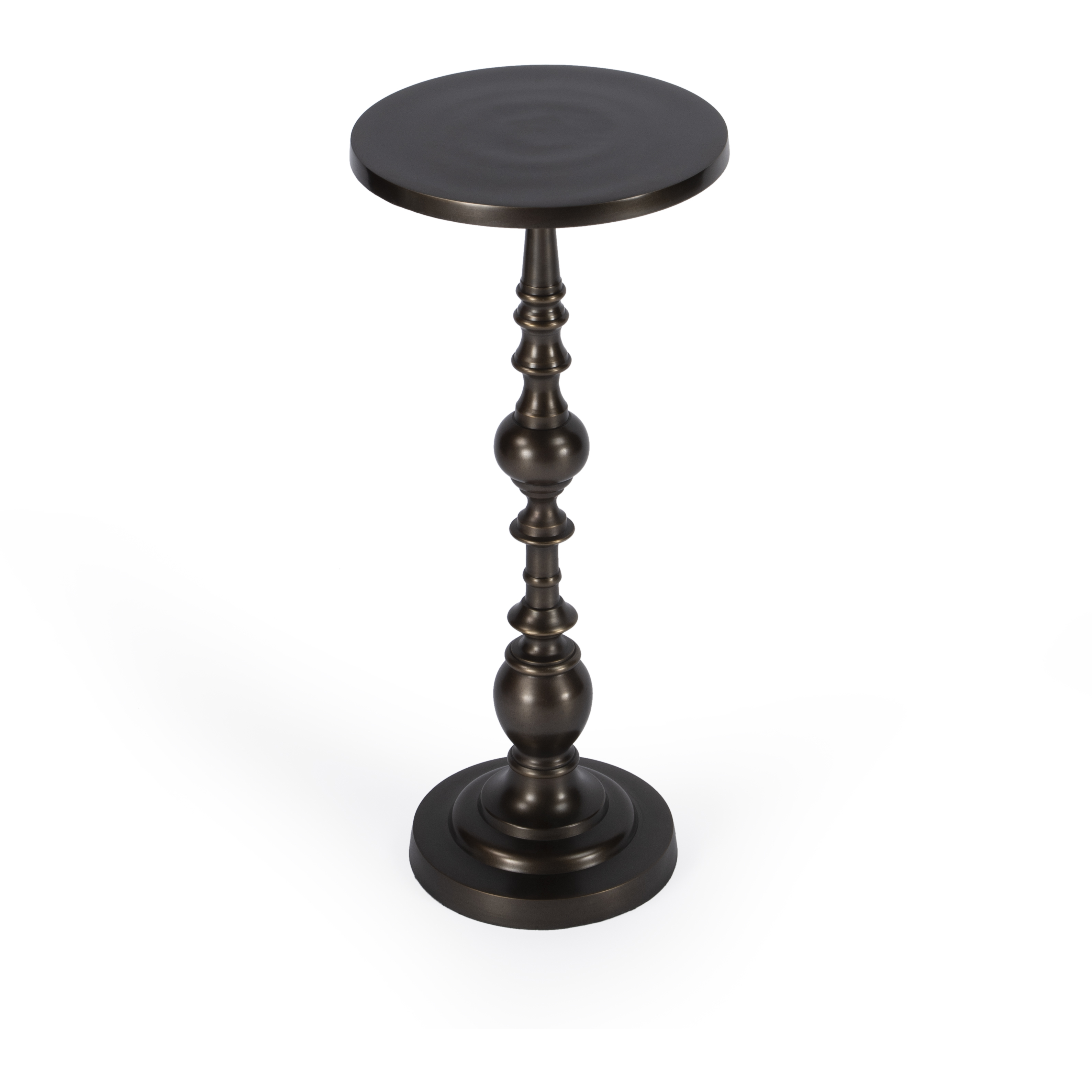 Darien Round Pedestal 10"W Side Table in Bronze