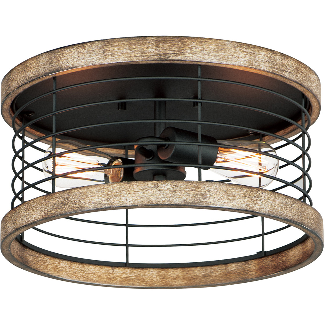 Homestead 2 Light 15 inch Driftwood and Black Semi-Flush Mount Ceiling Light